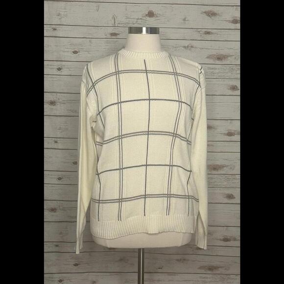 Vintage Oscar De La Renta plaid cotton sweater - Picture 1 of 6